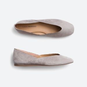 Lucky Brand Alba Suede Ballet Flat Grey Never Worn